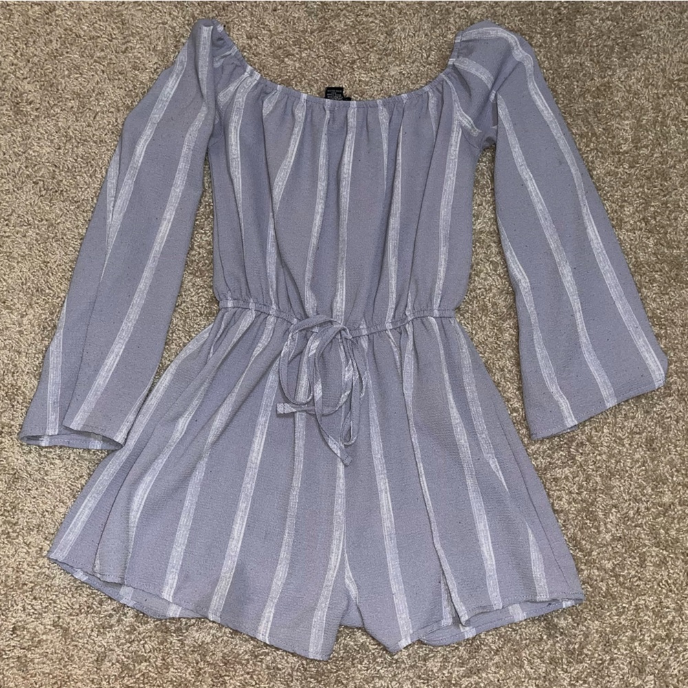 Women's Striped Gray/Blue Romper